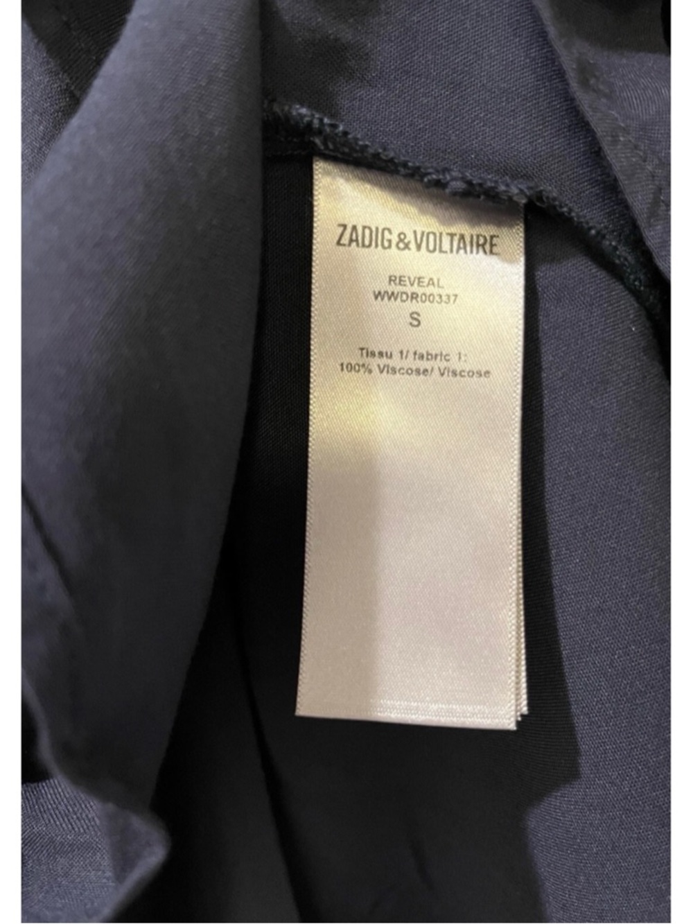 NWT ZADIG & VOLTAIRE | Navy Blue Long Sleeve V-Neck Reveal Mini Dress Small $395 - Picture 5 of 6